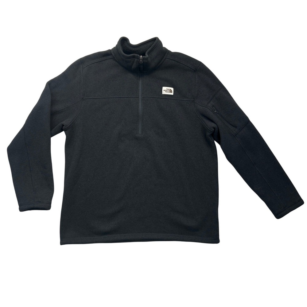 The North Face Quarter Zip Pullover Mens XL Black Sweater Fleece Sleeve Pocket